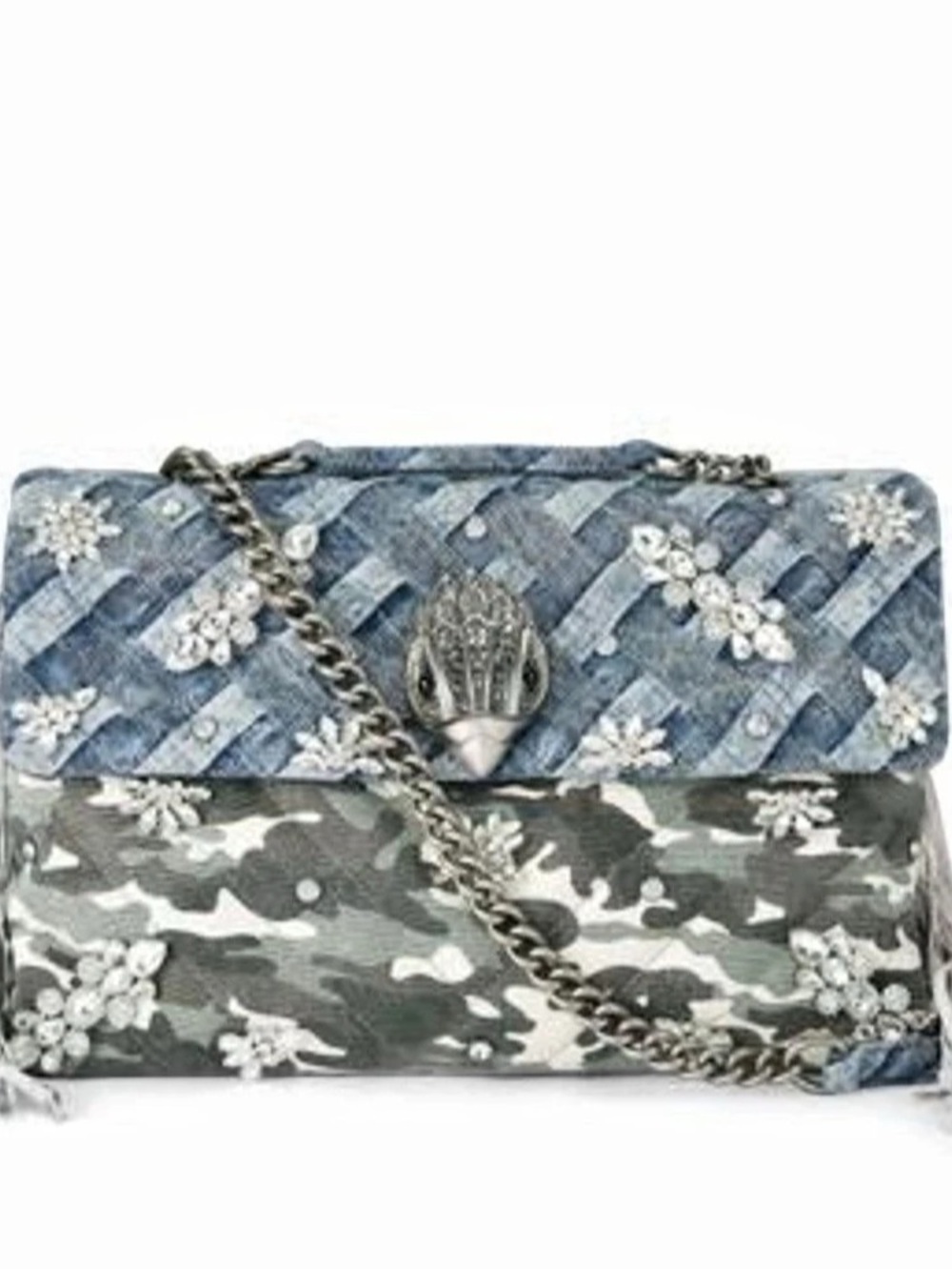 Kurt Geiger London XXL Crystal Kensington Denim Camouflage Camo Shoulder Bag NWT - Picture 5 of 6